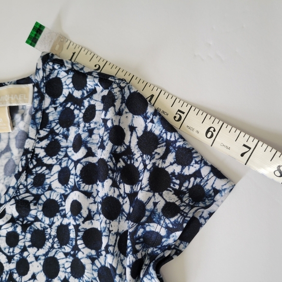 Michael Kors Navy Blue Polka Dot Sunburst Career Wear Office Short Sleeve Dress - Picture 8 of 9